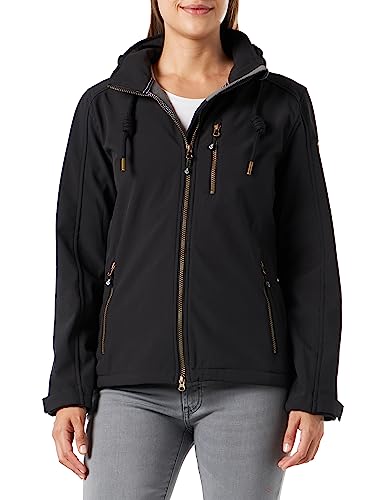 Ankerglut Damen Mit Abnehmbarer Kapuze Gefüttert Übergangsjacke Windbreaker #Ankerglutfreude Softshelljacke, Schwarz, 48 EU von Ankerglut