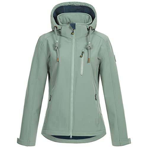 Ankerglut Damen Mit Abnehmbarer Kapuze Gefüttert Übergangsjacke Windbreaker #Ankerglutfreude Softshelljacke, Slate Gray, 48 EU von Ankerglut