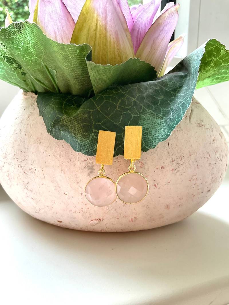 Ohrclips Mit Rosenquarz von AnkesSchmuckdesign