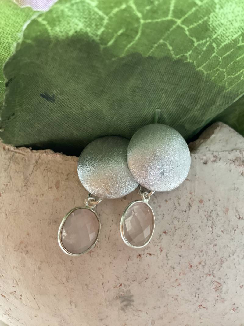 Silberohrstecker Mit Rosenquarz von AnkesSchmuckdesign