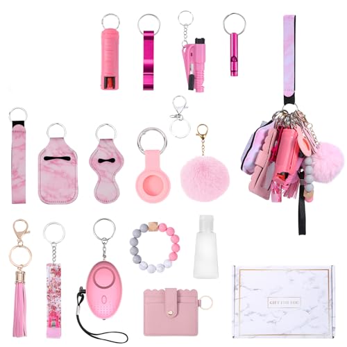 Ankilo Selbstverteidigung Schlüsselanhänger Set Frauen mit Persönlicher Alarm, Sicherheits Schlüsselanhänger Set mit, Pfeife und Pom Pom, Self Defense Keychain Geschenke 17PCS für Frauen Ankilo Selbstverteidigung Schlüsselanhänger Set Frauen mit Persönlicher Alarm, Sicherheits Schlüsselanhänger Set mit, Pfeife und Pom Pom, Self Defense Keychain Geschenke 17PCS für Frauen von Ankilo
