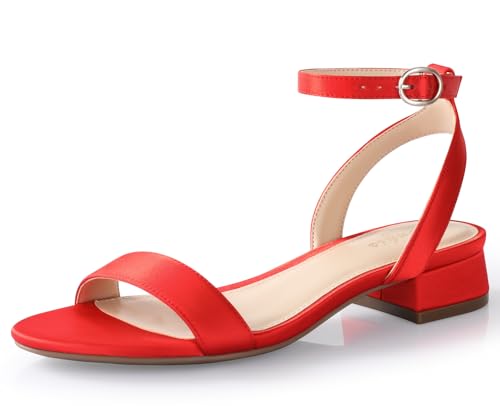 Ankis Damen-Sandalen in Schwarz, Nude, Weiß, Rot, bequem, zum Spazierengehen, Riemen, offener Zehenbereich, eleganter Sommer, 2,5 cm, niedriger Blockabsatz, flach, verstellbarer Knöchelriemen, breite Ankis Damen-Sandalen in Schwarz, Nude, Weiß, Rot, bequem, zum Spazierengehen, Riemen, offener Zehenbereich, eleganter Sommer, 2,5 cm, niedriger Blockabsatz, flach, verstellbarer Knöchelriemen, breite von Ankis