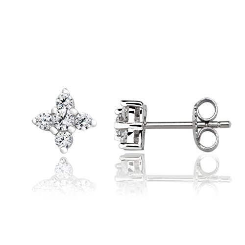 Ankra Damen-Steckerohrringe 6,4mm breit Blumenform rhodiniert aus 925er Sterling Silber 2VNAKRJ-ER0008 von Ankra