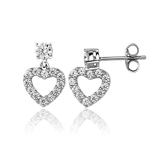 Ankra Damen-Steckerohrringe rhodiniert aus 925er Sterling Silber 15mm breit Herzform AKRJ-ER-0017 von Ankra