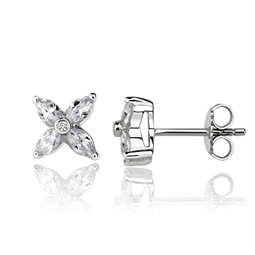 Ankra Damen-Steckerohrringe rhodiniert aus 925er Sterling Silber 8,3mm breit Blumenform AKRJ-ER-0010 von Ankra