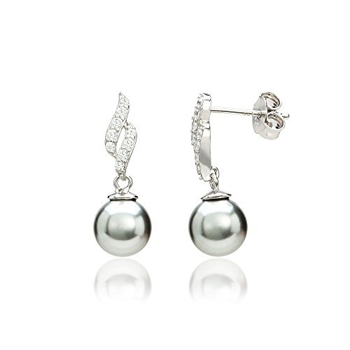 Ankra Damen-Steckerohrringe rhodiniert aus 925er Sterling Silber 8mm breit synthetische Perle AKRJ-ER-0049 von Ankra