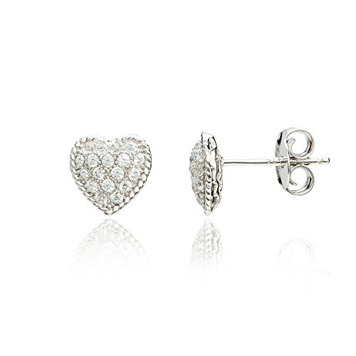 Ankra Damen-Steckerohrringe rhodiniert aus 925er Sterling Silber Herzform AKRJ-ER-0068 von Ankra