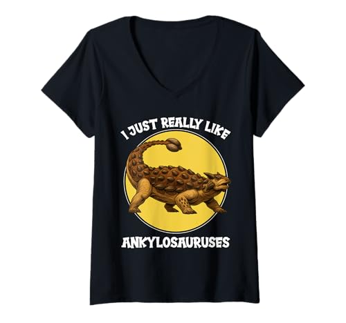Damen Ankylosaurier Ankylosaurus T-Shirt mit V-Ausschnitt Damen Ankylosaurier Ankylosaurus T-Shirt mit V-Ausschnitt von Ankylosaurier Ankylosaurus Tier Shop