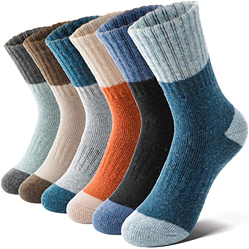 Anlisim Kinder Kinder Merino Wandersocken Jungen Mädchen Wolle Socken Warme Sportsocken Dicke Thermosocken Trekking Wintersocken Socken Kinder Weihnachtssocken Geschenke 6 Paare(Spleißen,1-3 Jahre) von Anlisim