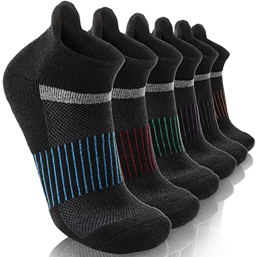 Anlisim Merino Wandersocken Kurz Sneaker Socken, Dicke Wollsocken, Warme Wolle Laufsocken, Kompressions Sportsocken Thermosocken Geschenke Wintersocken für Herren Damen, 6 Paar (Schwarz,M) von Anlisim