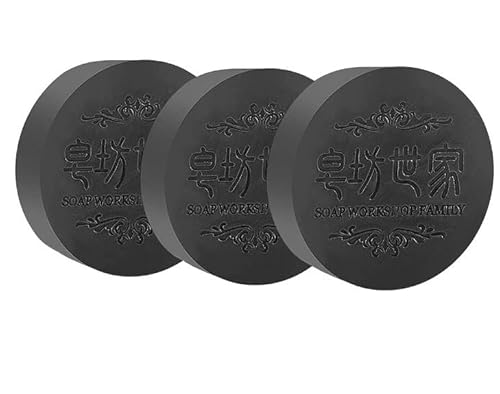 3 Schwarzes dickes Haar-Shampoo-Riegel, Bio-Grau-Reverse-Shampoo-Riegel, Hira Verdunkelungs-Shampoo-Riegel, Haar-Verdunkelungs-Shampoo-Riegel, Haarausfallbehandlung für Männer und Frauen von Anloximt