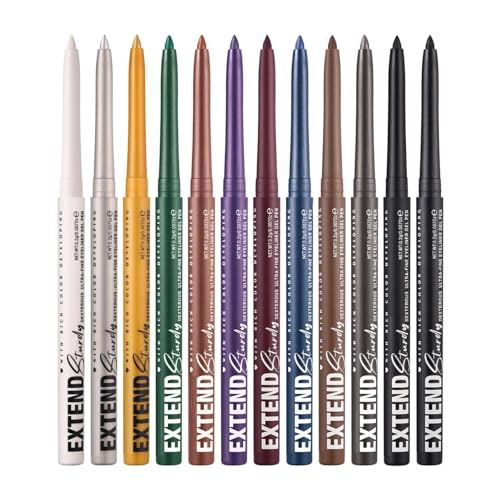 Anloximt Eyeliner-Stifte, wasserfest, Gel-Eyeliner | 12 Farben wischfestes Eyeliner-Gel - Drehbarer Augenbrauen-Lippenstift, Augen-Make-up-Kosmetikset für Frauen und Mädchen von Anloximt