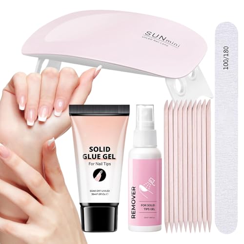 Anloximt Nagelkleber Und Entferner Set,French Nails Entfernungs-Set | Mit UV Licht Für Reise Party Mädchen Schule von Anloximt