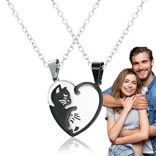 Anloximt Paar Halskette | Herz Katzen Schmuck Freundschaftskette | Liebesschmuck Charm Accessoire Damen Herren Geburtstag Geschenkidee Anloximt Paar Halskette | Herz Katzen Schmuck Freundschaftskette | Liebesschmuck Charm Accessoire Damen Herren Geburtstag Geschenkidee von Anloximt