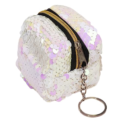 Anloximt Wechslerhaltertasche,Kleine Aufbewahrungs-Make-up-Tasche, Münzgeldbörse - Bunte Pailletten-Geldbörse, Münztaschen, Geldbeutel mit Schlüsselanhänger, Reißverschluss, Kleingeldhalter von Anloximt