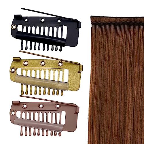 Clips Für Extensions - Dupatta Clips - Perücken Clips Klein - Perückenklammern Braun - Haarverlängerung Clips - 10 Zähne Metall Perücke Haarverlängerung Clip | Für Frauen Perücken von Anloximt