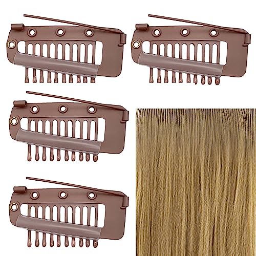 Clips Für Extensions - Dupatta Clips - Perücken Clips Klein - Perückenklammern Braun - Haarverlängerung Clips - 10 Zähne Metall Perücke Haarverlängerung Clip | Für Frauen Perücken von Anloximt