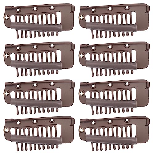 Clips Für Extensions - Dupatta Clips - Perücken Clips Klein - Perückenklammern Braun - Haarverlängerung Clips - 10 Zähne Metall Perücke Haarverlängerung Clip | Für Frauen Perücken von Anloximt