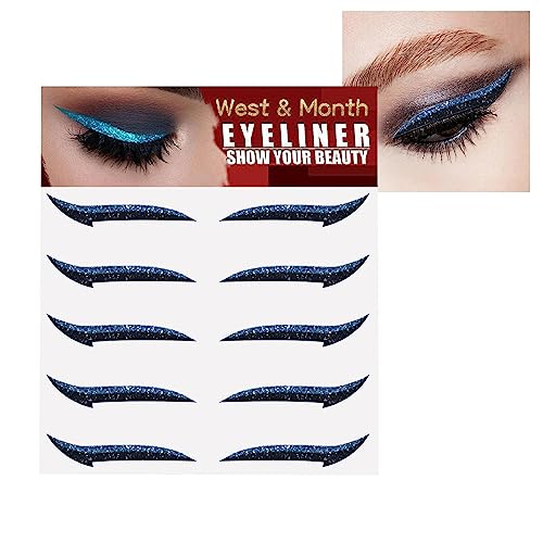 Glitzer-Eyeliner zum Aufkleben - Sofortige selbstklebende Eyeliner-Schablone 5 Paar - Make-up-Eyeliner-Aufkleber, Aufkleber-Eyeliner für Party-Augen-Make-up-Werkzeug, Eyeliner-Werkzeug Anloximt von Anloximt