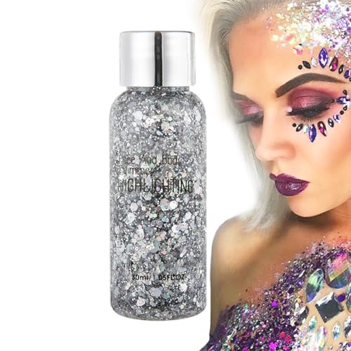 Make-up-Pailletten, Gesichts-Glitzer-Gel-Pailletten, Gesichtsfarbe, Festival-klobige Pailletten, Farbwechselnder sicherer Körperkosmetik-Flüssig-Glitzer-Lidschatten für Gesicht, Nägel, Augen, Anloximt von Anloximt