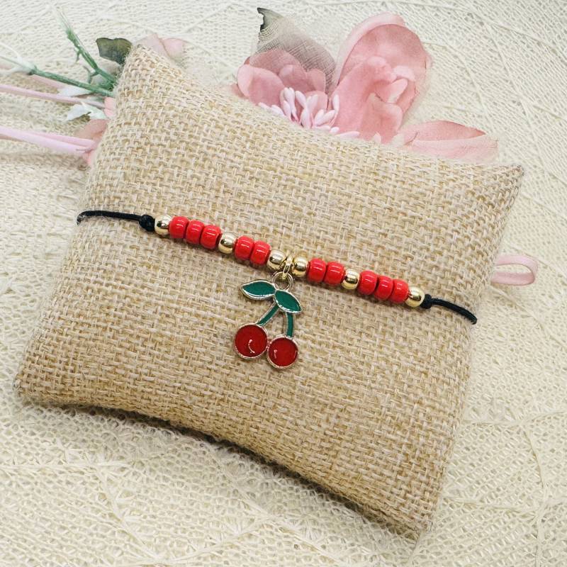 Feines Kirsch Armband Mit Miyukiperlen - Filigranes Verstellbar Anhänger Fußkettchen von GluecksengeI