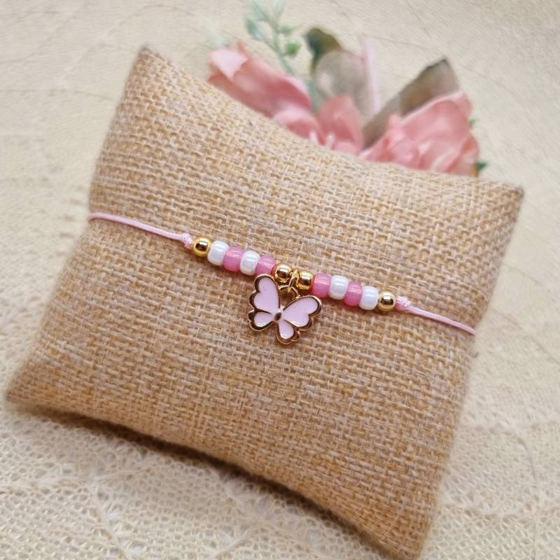 Filigranes Schmetterling Makramee Armband - Zartes Perlenarmband Verstellbar Fußkettchen von GluecksengeI