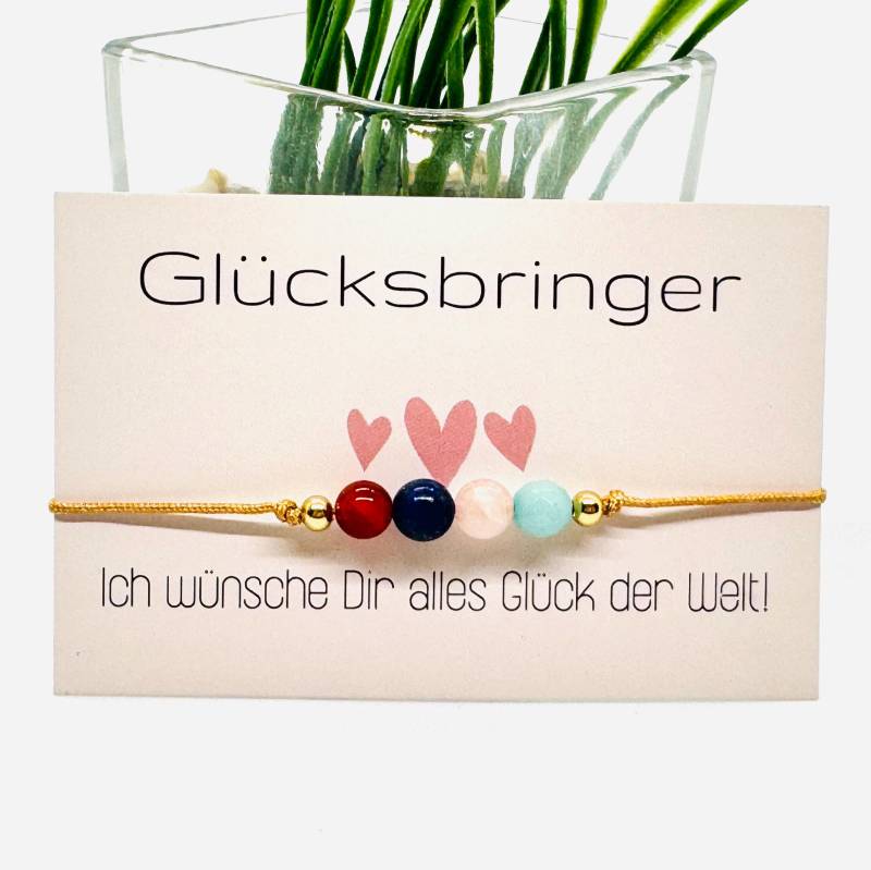 Glücksbringer Edelstein Makramee Armband Inkl. Kärtchen | Verstellbares Perlenarmband Für Sie U. Ihn von GluecksengeI