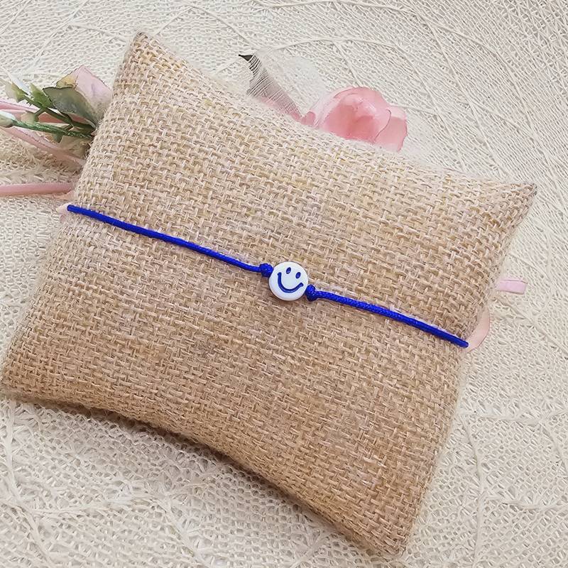 Happy Smiley Makramee Armband Blau Inkl. Keep Smiling Kärtchen - Herren von GluecksengeI