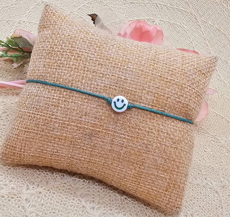 Happy Smiley Makramee Armband Grün Inkl. Keep Smiling Kärtchen - Herren von GluecksengeI