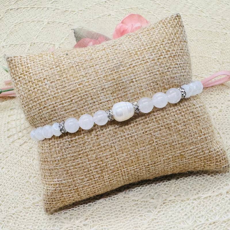 Perlenarmband Mit Süßwasserperle - Damen Armband Elastisch von GluecksengeI