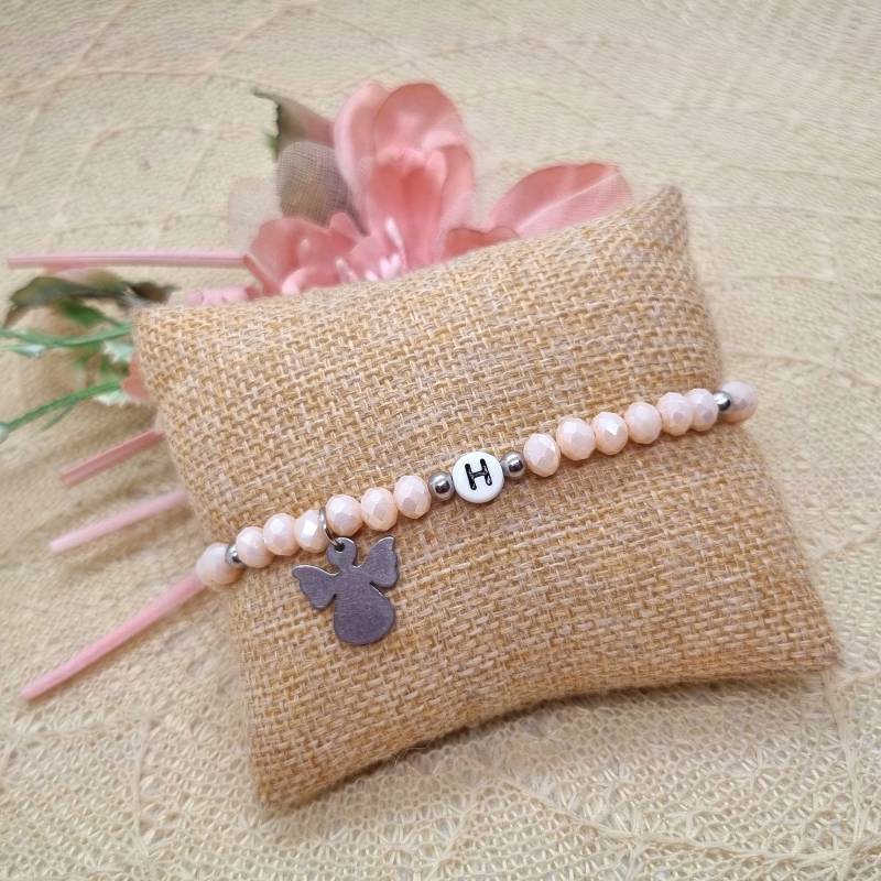 Personalisiertes Schutzengel Perlenarmband Mit Anhänger - Armband Buchstabe von GluecksengeI