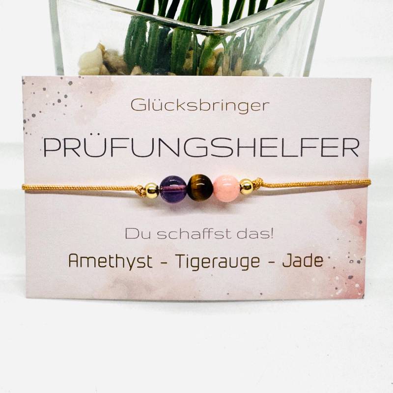 Prüfungshelfer Glücksbringer Edelstein Makramee Armband | Geschenkidee Für Sie U. Ihn von GluecksengeI