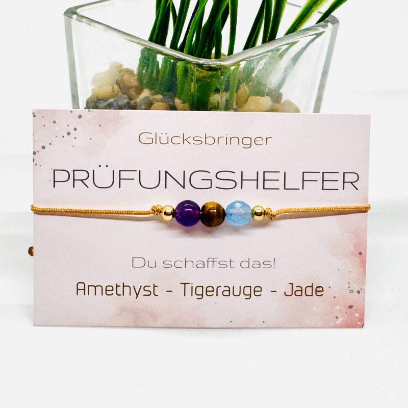 Prüfungshelfer Glücksbringer Edelstein Makramee Armband | Geschenkidee Für Sie U. Ihn von GluecksengeI