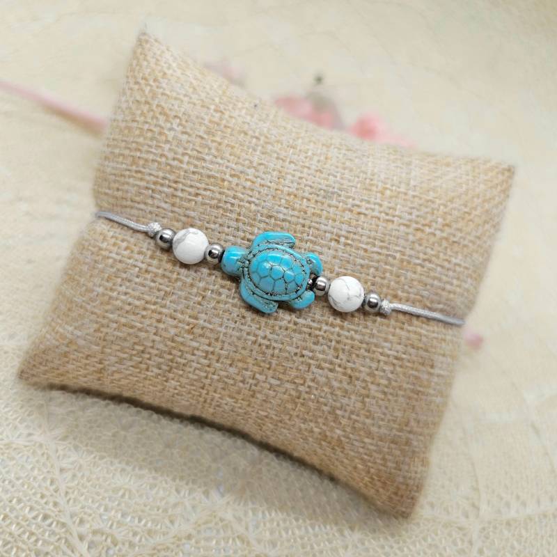 Schildkröte Makramee Armband Mit Edelsteinen - Filigranes von GluecksengeI