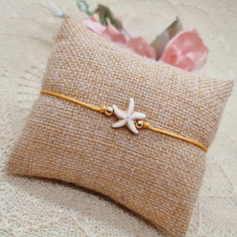 Seestern Makramee Armband Beige - Filigranes von GluecksengeI