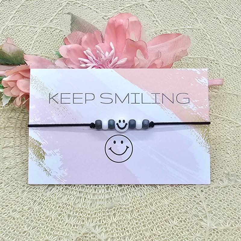 Smiley Armband Elastisch - Filigranes Keep Smiling von GluecksengeI