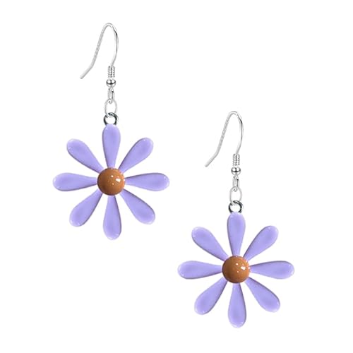 Anmpab Boho Blumen Ohrringe Sommer Gänseblümchen Kawaii Gelb Funky Ohrringe für Frauen, Large, Acryl, Kein Edelstein von Anmpab