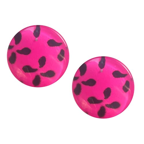 Anmpab Bunte runde Ohrstecker mit Leopardenmuster für Damen, 80er-Jahre-Stil, Neonfarben, Statement-Ohrringe, Large, Harz, Kein Edelstein von Anmpab