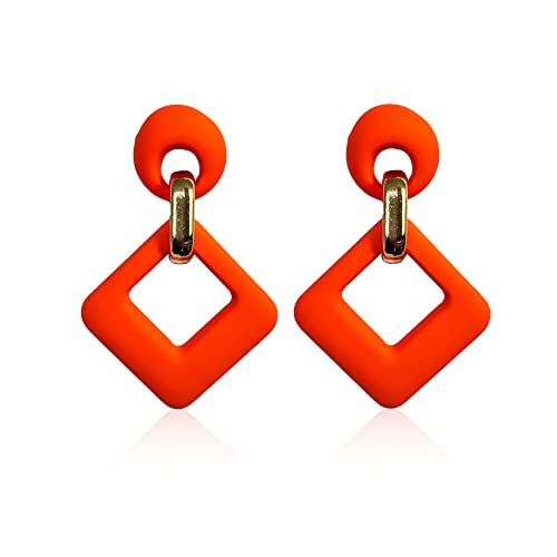 Anmpab Disco Neon Retro einfache Acryl geometrische quadratische hohle Ohrringe für Frauen Weiß Statement Tropfen Ohrring 70er 80er 90er Jahre, Acryl, Kein Edelstein von Anmpab