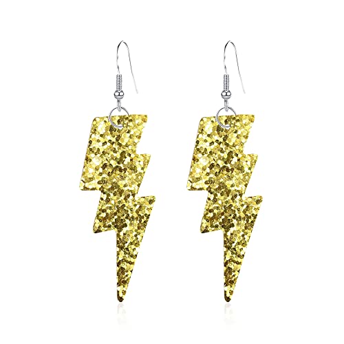Anmpab PU Leder 80er Jahre Pailletten Ohrringe Lightning Bolt Drop für Frauen Halloween Retro Ohrringe Leicht, Polyurethan, Kein Edelstein Anmpab PU Leder 80er Jahre Pailletten Ohrringe Lightning Bolt Drop für Frauen Halloween Retro Ohrringe Leicht, Polyurethan, Kein Edelstein von Anmpab