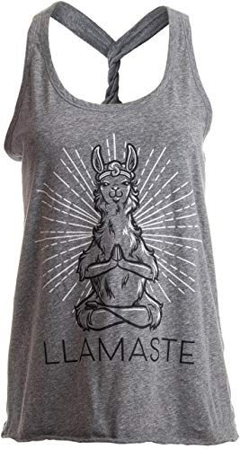 Ann Arbor T-shirt Co. - Damen Racerback-Top „Llamaste“ - niedliches Motiv mit meditierendem Lama - lustiges Oberteil für Yoga-Fans - XL von Ann Arbor T-shirt Co.