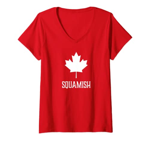 Damen Squamish, Kanada – kanadisches Canuck-Shirt T-Shirt mit V-Ausschnitt von Ann Arbor T-shirt Co.