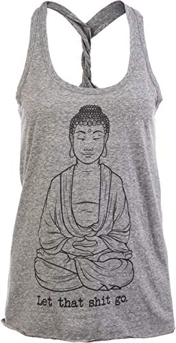 Let That Sh*t Go Tanktop für Damen, lustig, Zen, Buddha, Yoga, Achtsamkeit, Frieden, Hippie, Racerback, Tanktop, 3X-Groß von Ann Arbor T-shirt Co.