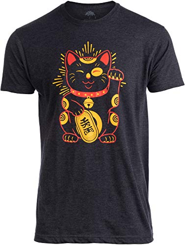 Maneki-Neko Glückskatze | cooles japanisches Glücksbringer Japan T-Shirt Herren Damen - Schwarz - Mittel von Ann Arbor T-shirt Co.