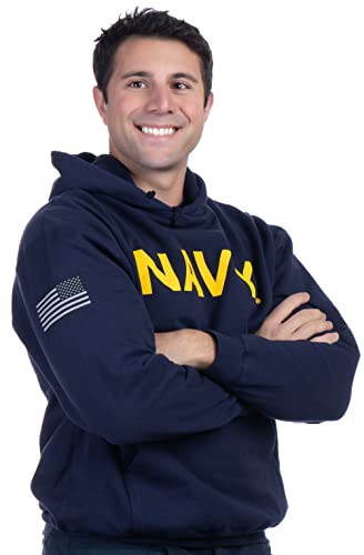 Marineblauer Kapuzenpullover im PT-Stil | U.S. Military Naval Sailor Training Infantry Workout Fleece Hoody Sweatshirt, navy, Large von Ann Arbor T-shirt Co.