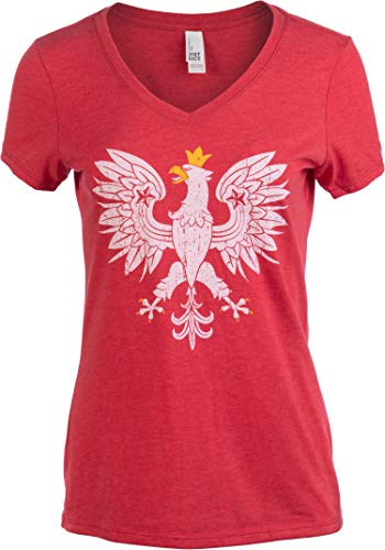 Poland Pride | Vintage Style Retro Polnischer Adler Polska Damen Mädchen T-Shirt Top - Rot - Groß von Ann Arbor T-shirt Co.