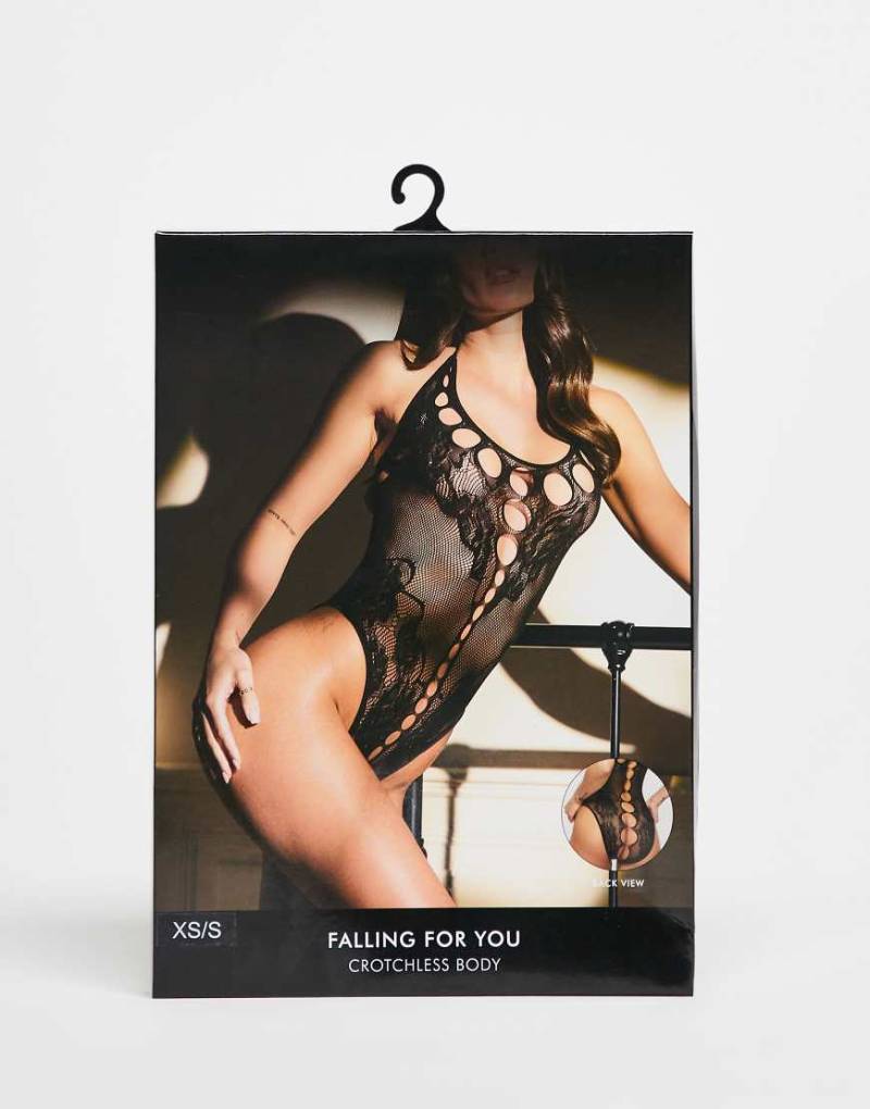 Ann Summers - Falling For You - Body in Schwarz mit offenem Schritt von Ann Summers