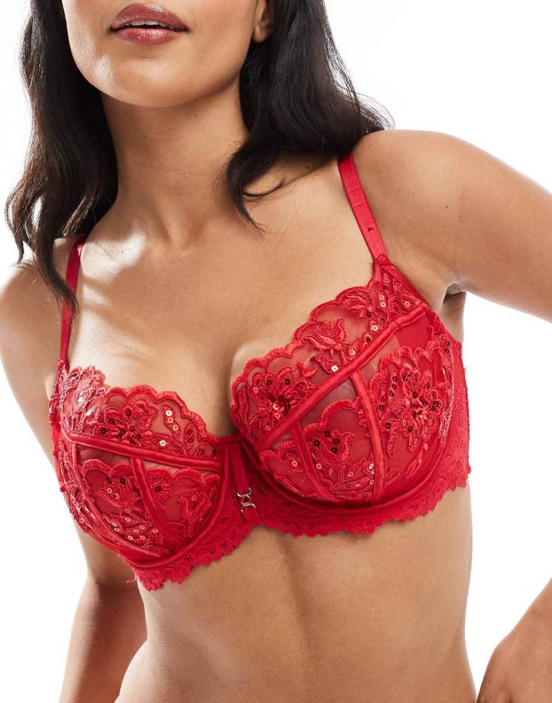 Ann Summers - Fuller Bust - Icon - Unwattierter BH in Rot mit tiefem Ausschnitt von Ann Summers