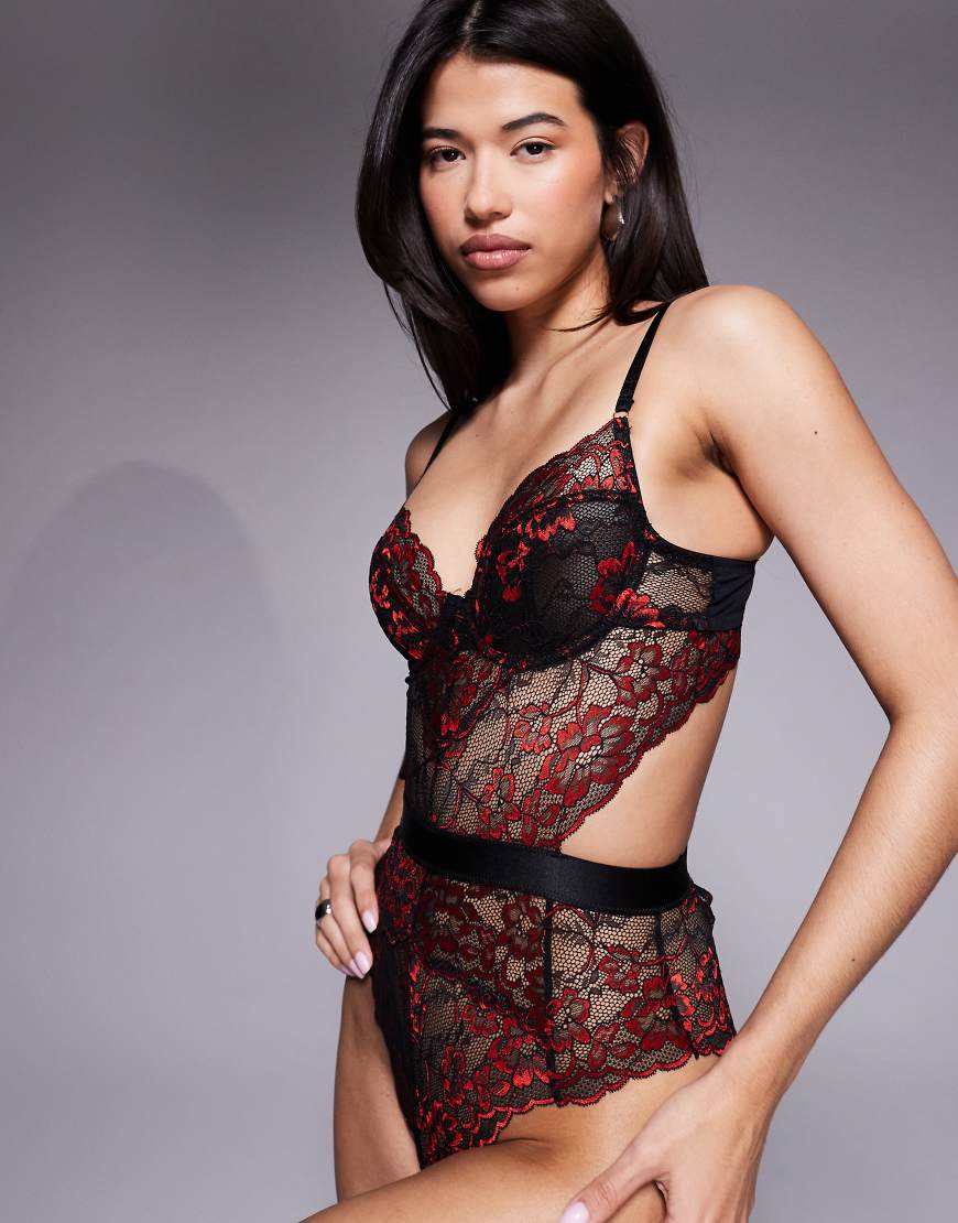 Ann Summers - Hold Me Tight - Body in Schwarz/Rot-Bunt von Ann Summers