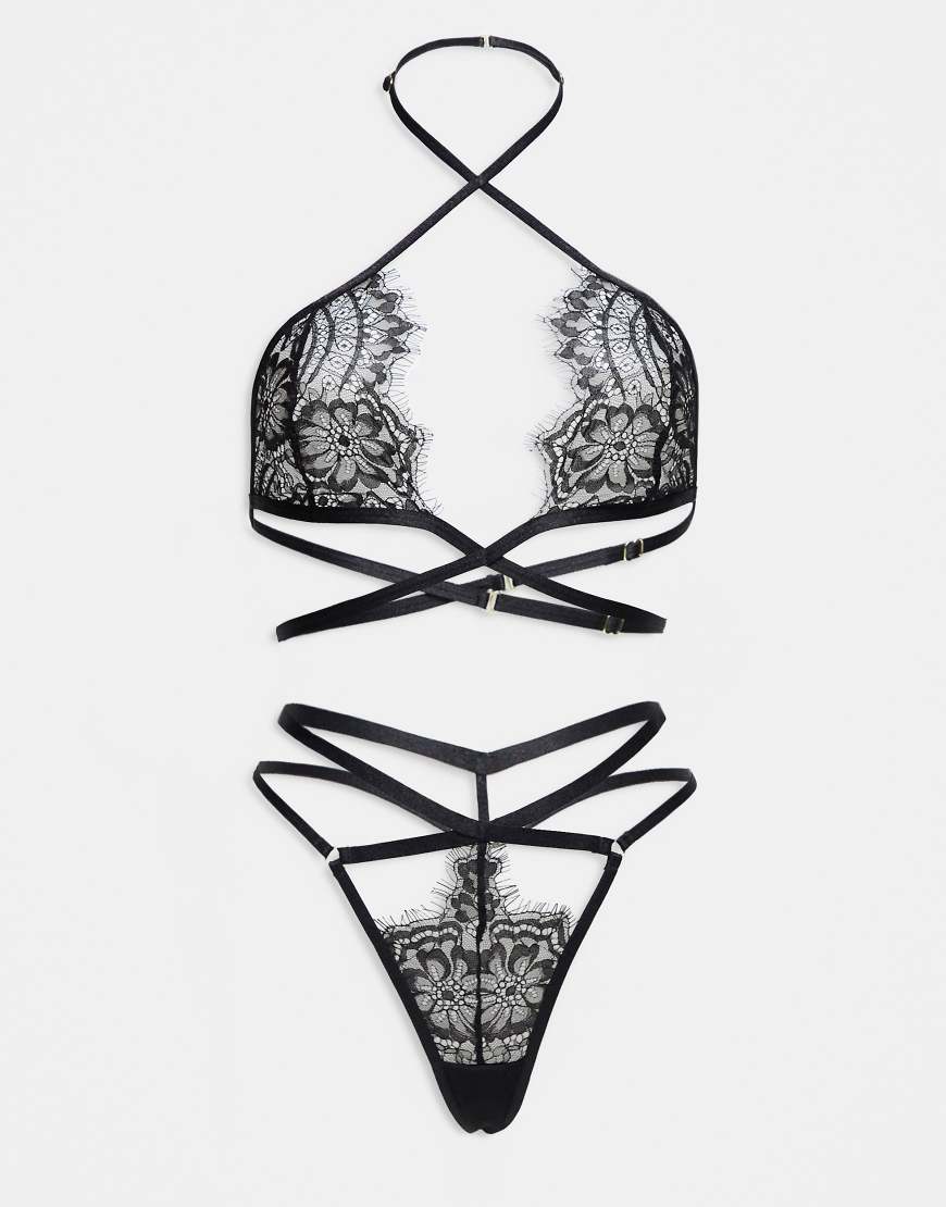 Ann Summers - Infinite - Foldover-Set in Schwarz mit offenem Schritt von Ann Summers